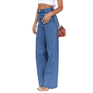 Jean décontracté pour femme, coupe large, délavé, extensible, tendance et populaire - Product Image 3