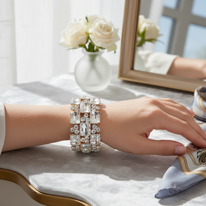 Bracciali e braccialetti in cristallo blu con cristalli placcati oro - Product Image 3