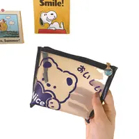 Summer cute transparent jelly bag students use cosmetics to pack INS style cartoon bear PVC satchel