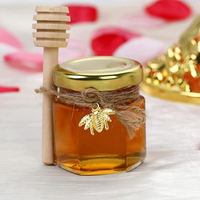 Pot en verre hexagonal de luxe 45 ml pour cadeaux de mariage, miel, confiture, bonbons, avec bâtonnet mélangeur – Meilleures ventes