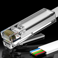Connecteur Ethernet RJ11 mâle en cuivre pur 6P6C non blindé extra long personnalisé, plaqué or, certification ISO9001/ROHS pour
