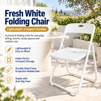 Chaise pliante Wimbledon, siège et dossier en plastique moulé par injection entièrement blancs, structure en acier, 2,6 kg, chaise pliable pour la maison, la terrasse et les événements