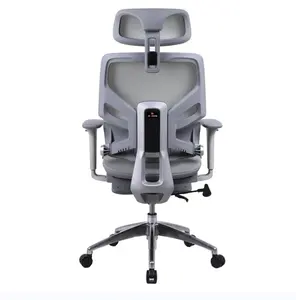 Reposabrazos 5D Reposacabezas ajustable Silla de oficina con respaldo alto Silla ergonómica de malla moderna con reposapiés