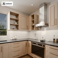 Meuble de cuisine en placage de bois sur mesure, aménagement en U classique, fournitures pour projets résidentiels, boîtes de rangement en MDF et rangements extractibles