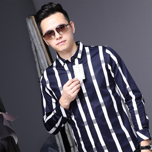 Nuovo di alta qualità in puro cotone manica lunga moda <span class=keywords><strong>Slim</strong></span> <span class=keywords><strong>Fit</strong></span> <span class=keywords><strong>camicia</strong></span> stampata per gli uomini - Product Image 6