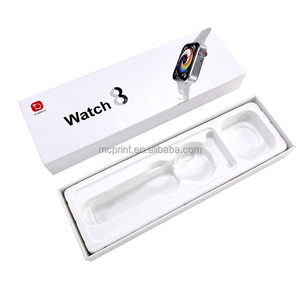 High Quality Cardboard Rectangle Black Luxury Paper Watch Packaging Box Empty Paper Flat Empty Ribbon Watch Gift Box For Men