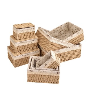 Organisateur <span class=keywords><strong>de</strong></span> paniers tissés ronds <span class=keywords><strong>de</strong></span> style moderne petit bac <span class=keywords><strong>de</strong></span> rangement décoratif avec corde <span class=keywords><strong>de</strong></span> papier en osier <span class=keywords><strong>de</strong></span> bambou coton décor à la maison - Product Image 1