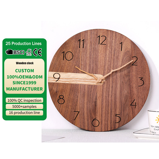 Wall Decor Solid Wood Wall Clock for Living Room Modern Clock Quiet Electronic Original Wood Clock