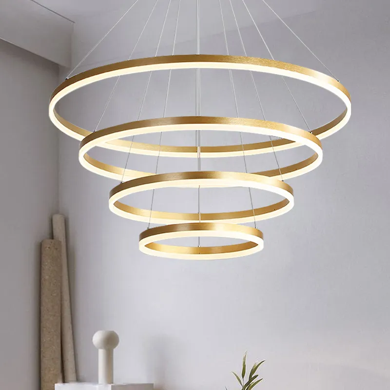 Contemporary Circular Round Ring Pendant Lights Led Lighting Modern Chandeliers For Kitchen Island