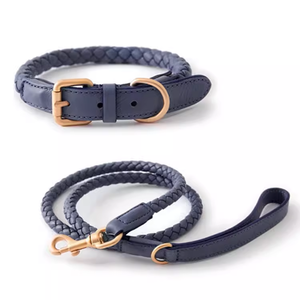 <span class=keywords><strong>Collar</strong></span> de cuerda de perro hecho a mano personalizado, correa a juego, cuero vegano trenzado ligero de lujo ecológico para perros pequeños - Product Image 5