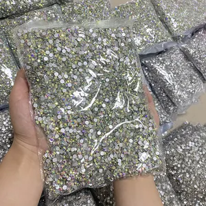 WHATSTONE Accept Customized Logo Packaging SS3-SS50 Round Flatback Non Hotfix Glass Crystal Rhinestones For Nail Art Decoration
