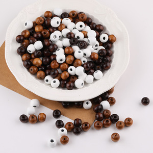 Wood <b>Beads</b> 10mm Round White Light Brown Dark Brown <b>Loose</b> <b>Beads</b> For Jewelry Making DIY Accessories - Product Image 3