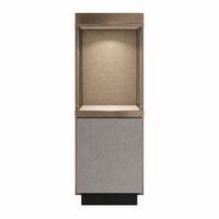 Vitrine de présentation de bijoux en métal texturé gris moderne sur mesure avec éclairage LED pour colliers et bagues