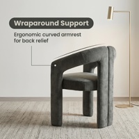 Chaise de salle à manger ergonomique rembourrée en chenille épaisse gris roche mouchetée