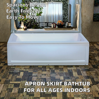 Baignoire rectangulaire encastrable en acrylique écologique avec drain intégré et jupe de protection pour les jambes, pour bébés et adultes, idéale pour appartement et salle de bain