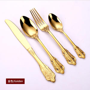 Alta calidad 304 Palace Series diseño tallado Vintage cubiertos cuchara Western Luxury Hotel 4 piezas Juego de cubiertos - Product Image 6