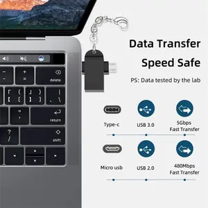 2 in 1 OTG adaptör USB 3.0 dişi mikro USB erkek ve USB C erkek konnektör alüminyum alaşımlı üzerinde dönüştürücü taşınabilir mini