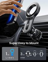 Support magnétique de voiture LISEN N52 avec crochet en acier amélioré pour iPhone 17 16 15 Pro Max, fixation sur grille d'aération mains libres, clip automatique