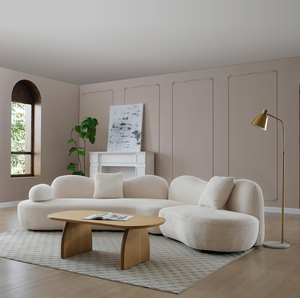 Canapé modulaire incurvé moderne, canapé Boucle 5 places pour salon, chambre à coucher, couleur blanche - Product Image 1