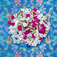 Jeu de Mahjong Américain avec Tapis, 160 Tuiles de Luxe en Acrylique Rose et Vert Gravées de 32 mm à 4 Couches, Style Oiseaux Fantaisistes pour les Occasions Sociales