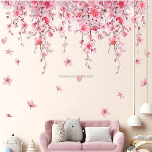 Fleurs de <span class=keywords><strong>cerisier</strong></span> papillon frais <span class=keywords><strong>Stickers</strong></span> <span class=keywords><strong>muraux</strong></span> salon chambre décoration papier peint auto-adhésif PVC <span class=keywords><strong>Stickers</strong></span> <span class=keywords><strong>muraux</strong></span> - Product Image 5