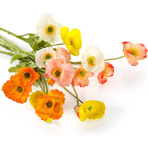 Flor de Amapola Artificial de Seda con Tallo Flocado, Plegable, Decoración para el Hogar, Centro de Mesa para Bodas, en Rosa, Rojo, Naranja y Crema - Product Image 1