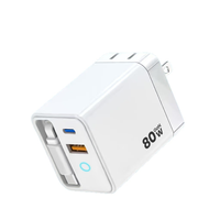 Servicio Integral de Cargadores USB PD de 80W para UE/EE. UU./Reino Unido y Adaptador con Cable USB C Retráctil, Carga Rápida para Teléfono Móvil