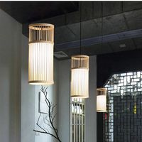 Lampe de plafond ovale en bambou tissé avec télécommande sans fil et éclairage suspendu à hauteur réglable