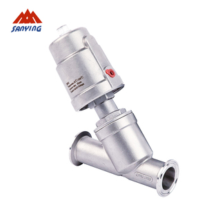 Pn25 PN16 góc van 2 cách khí nén SS316 góc ghế van Y loại góc ghế van với thép không gỉ thiết bị truyền động - Product Image 2