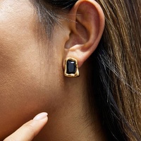 Boucles d'oreilles rectangulaires irrégulières en acier inoxydable plaqué or 18 carats de conception classique pour femmes