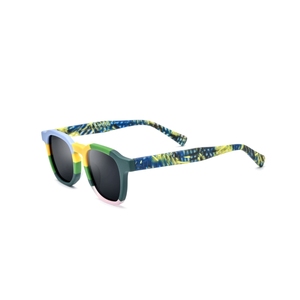Lunettes de soleil rectangulaires à monture intégrale, monture multicolore, verres miroir bleus, protection UV 100%, style tendance unisexe pour adultes - Product Image 5
