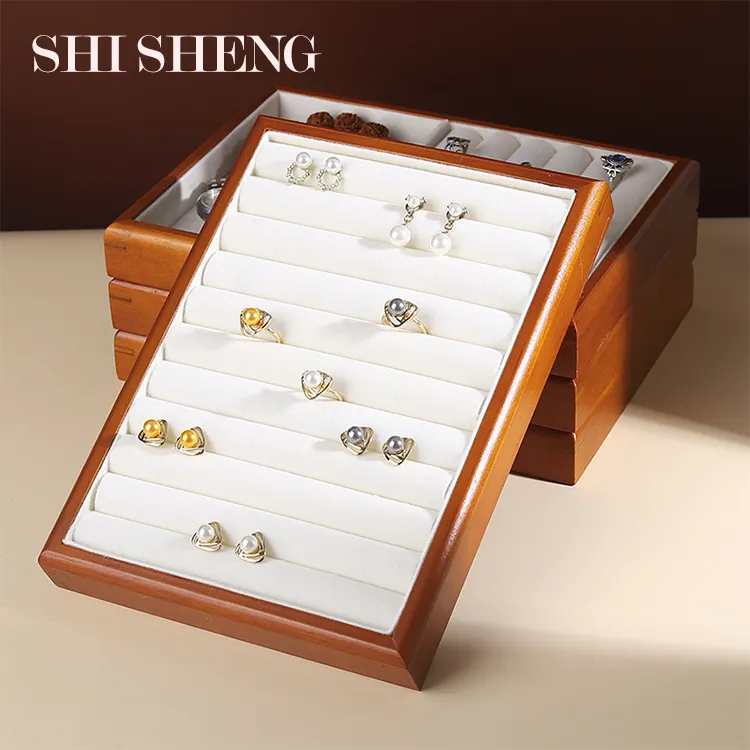 SHI SHENG kualitas tinggi lukisan antik laci kayu baki perhiasan untuk cincin indah gelang kalung seri baki tampilan