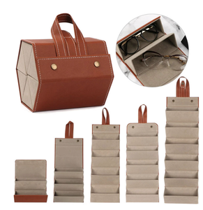 Sac à <span class=keywords><strong>lunettes</strong></span> en cuir PU souple de rangement multi-verres Grand étui à <span class=keywords><strong>lunettes</strong></span> de soleil pour <span class=keywords><strong>lunettes</strong></span> et accessoires - Product Image 3