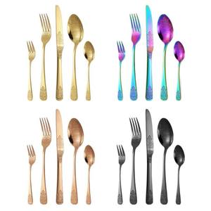 Ensemble de couverts en acier inoxydable doré pour mariages et événements, ensemble de couverts en or et en argent, Cubiertos - Product Image 4