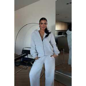 Survêtement gris personnalisable, confortable, coupe-vent, respirant, design uni, pour grandes tailles, décontracté, saison hiver, taille XXL - Product Image 3