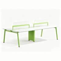 Bureau de travail moderne et simple avec tiroir encastré, pieds en acier robustes, idéal pour une configuration de bureau en cellule pour 4 personnes