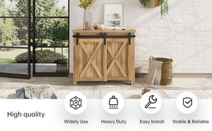 WEKIS Modern 3 FT <b>Mini</b> Cabinet Bypass Double Sliding Barn Door Hardware Track Kit Quiet Smooth Soundproof Steel Storage Window - Product Image 6