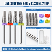 Fraise à ongles conique à tête plate 5 en 1 en carbure de tungstène de 3/32 pouces pour l'élimination du gel dur acrylique, logo personnalisé OEM