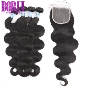 Borui raw indian hair bundles and closure with factory price