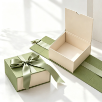Boîte cadeau magnétique à double porte personnalisée avec nœud en ruban, emballage en papier pour bijoux, parfums, soins de la peau, maquillage, coffrets cadeaux