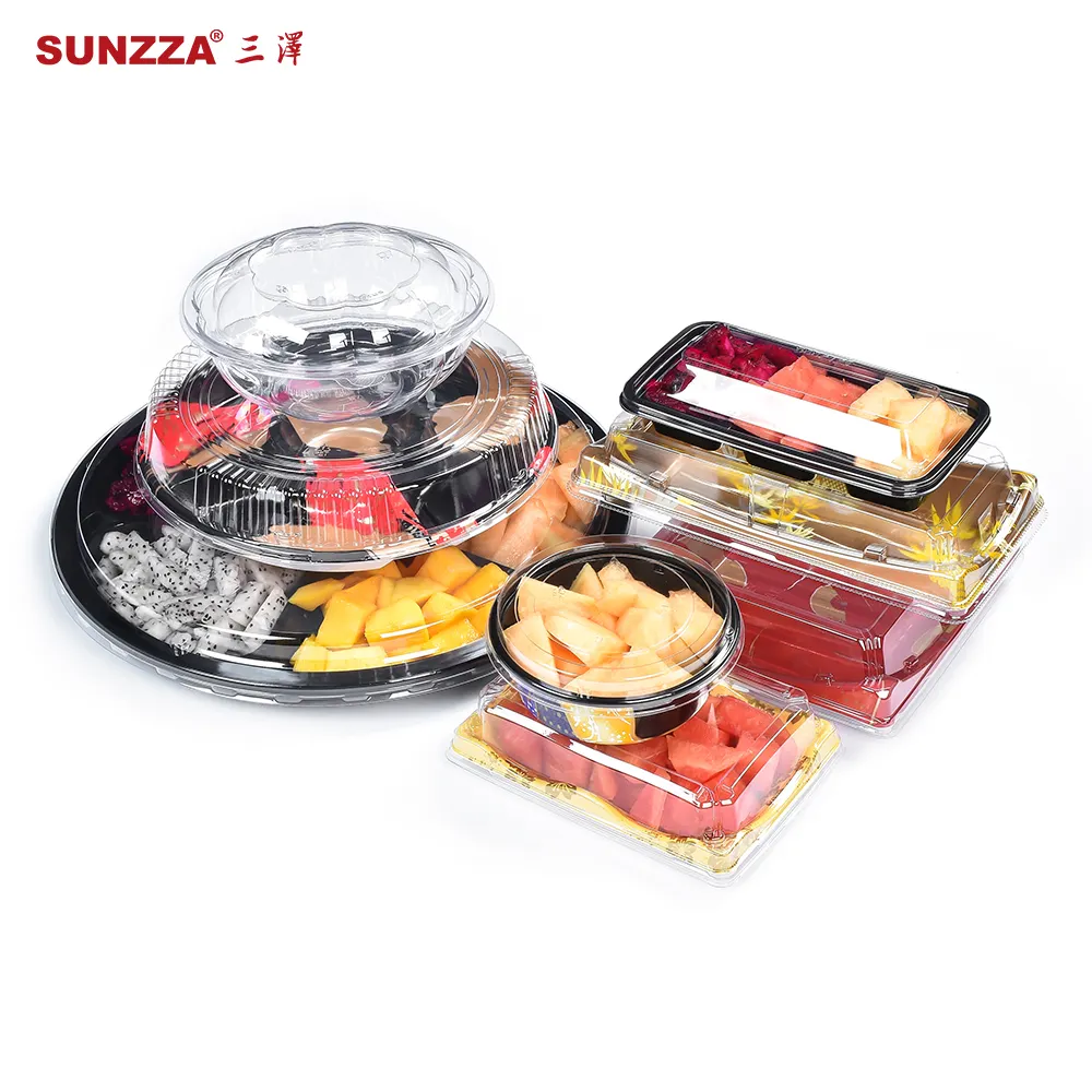 Sunzza Package 24oz 32oz transparent noodle fruit packaging clear lid Plastic disposable salad bowl container for restaurant