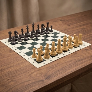 Juego de <span class=keywords><strong>Ajedrez</strong></span> con Diseño de <span class=keywords><strong>Madera</strong></span>, Tablero de Silicona de 43 cm, Rey de 9.2 cm, Piezas con Peso, para Torneos, Escuelas, Clubes, Uso Profesional, Lavable, Enrollable, con Bolsa de Transporte - Product Image 2