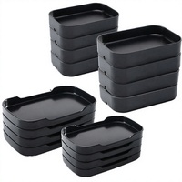 Plateau de service rectangulaire en mélamine noire empilable et colorée pour poisson, barbecue, restaurant, camping – Écologique et durable