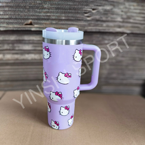 Hot bán <span class=keywords><strong>New</strong></span> 40 oz xe Ice Cup thời trang khắc Glass cup với xử lý Spout Bìa tùy chỉnh xe cup - Product Image 3