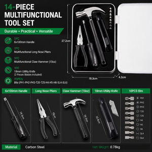 14PCS REEKE Carbon Steel Multifunctional Tool <b>Set</b> Hammer Pliers <b>Screwdriver</b> Utility Knife <b>Bits</b> OEM ODM OBM 3-Year Warranty - Product Image 3