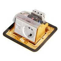 Prise de courant escamotable Fupai 16A norme britannique pour ordinateur, panneau en laiton, connectivité NFC, IP20 européen, 110-250V