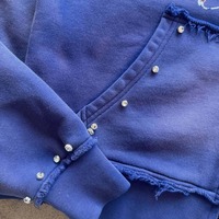 Sudadera con capucha vintage unisex de manga larga con cremallera, estilo Y2K, informal, para venta al por mayor, OEM, con estampado gráfico de diamantes de imitación personalizado