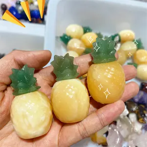 New Arrival Crystal Mini Carvings Hand Carved Gemstone Fruits Pineapple Ananas For Kids Decoration