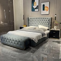 SPARKLE CASA2025 Nouveau lit en bois massif de style italien, luxe léger, cuir véritable, meubles de maison, lit double, chambre à coucher