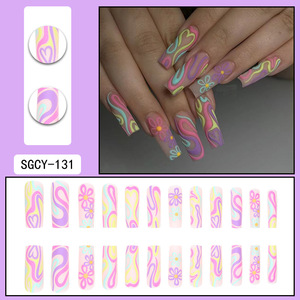 Di alta qualità nail press ons acrilico punta francese premere sulle unghie kit di applicazione premere sulle unghie ragazze nere - Product Image 2